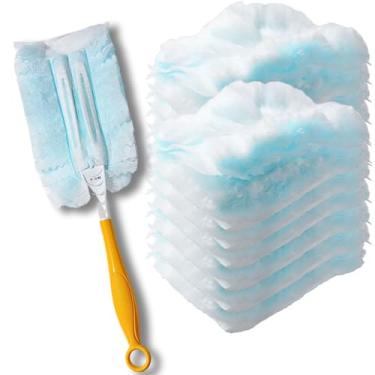 Imagem de Recargas de espanador, escova de remoção de poeira estática cabeça de substituição descartável compatível com refis Swiffer Duster para eletrônicos, móveis, persianas, ventiladores de teto (azul, 18