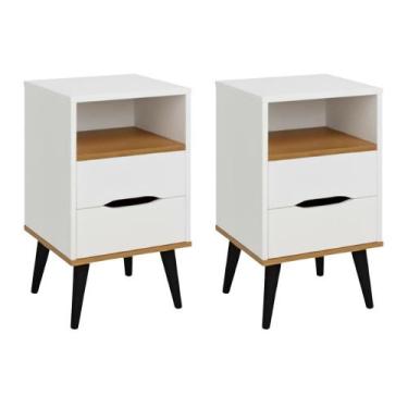 Imagem de Kit 2 Mesas De Cabeceira OLD 2 Gavetas e Nicho Para Quarto Moderno e E