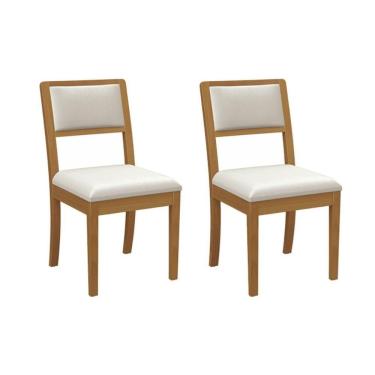 Imagem de Cadeira Sala De Jantar Alice 2cmm006ca Premium Madeira Maciça Kit 2 Un Carvalho-linho Bege Caqui - Kappesberg
