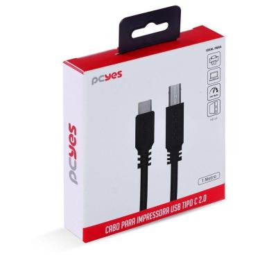 Imagem de Cabo Usb Tipo C Para Usb B 2.0 1m Preto - Pucbp-1