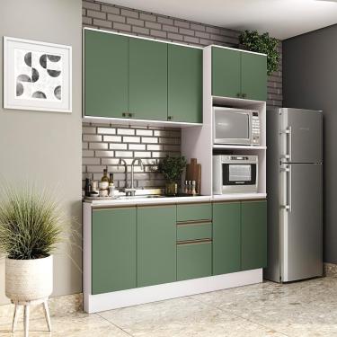 Imagem de Cozinha Compacta Celeste Kappesberg 100% Mdf Branco/Verde 190cm