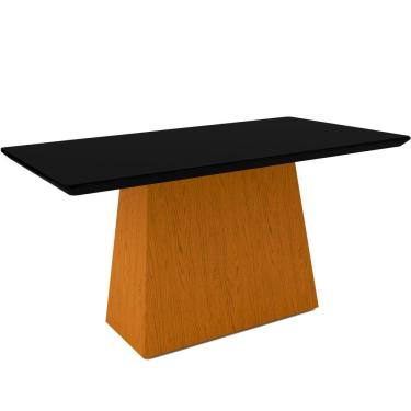 Imagem de Mesa De Jantar 6 Lugares Tampo De Madeira Com Vidro 1,60cm