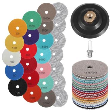 Imagem de Conjunto de 20 peças de almofadas de polimento de diamante de 10 cm, almofada de suporte de 5/20.3 cm a 11 cm, almofadas de gramatura 30-10000, almofada de polimento de pedra de granito úmido/seco