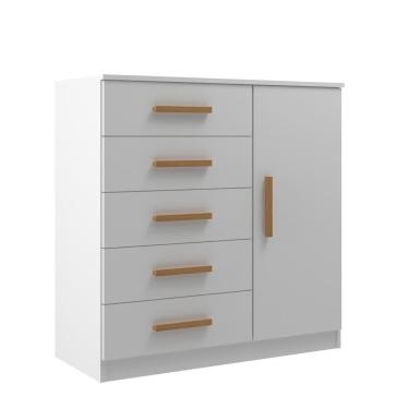 Imagem de Cômoda Sapateira New Monaco 1 Porta 5 Gavetas - Branco