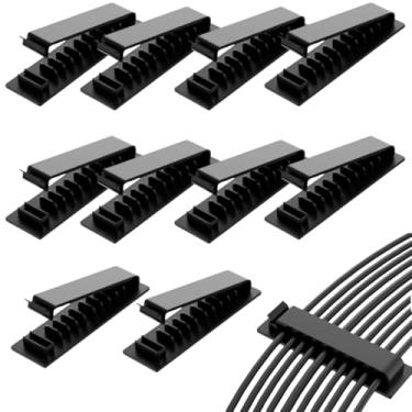 Imagem de Kit 10 Organizadores de Cabos oculto p/Mesa de escritorio, Gerenciamento suporte para fios escondidos e Embutida, fita Hellermann abraçadeira