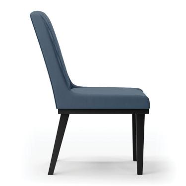Imagem de Cadeira Sala De Jantar Base Madeira Preto Kit 6 Sofia Suede D03 - D'rossi Cor Azul Marinho
