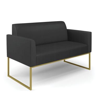 Imagem de Sofá Namoradeira Base Industrial Dourado Marisa Corino Preto D03 - D'rossi