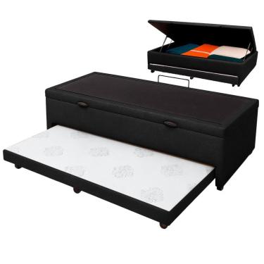 Imagem de Bicama Com Baú Solteiro Viena Nature Preto 88x188