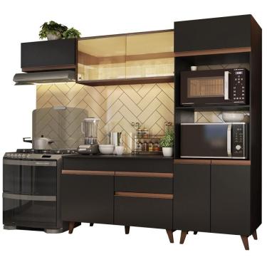 Imagem de Cozinha Completa Reims com Armário e Balcão Preto Madesa
