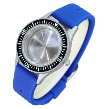 Imagem de FEIYASHI Caixa de relógio mecânico de mergulho impermeável de 40 mm, 100 m, aço inoxidável 316L, para movimento NH35 NH36/38, Caixa 1 + pulseira de borracha azul, For NH35 34 36 38 Movement, Caixa de