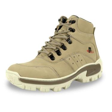 Imagem de Bota Coturno Adventure Couro Masculina Ajuste Cadarço Solado Borracha 