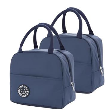 Imagem de Kit 2 Bolsa Térmica Portátil Lancheira Marmita Infantil de Mão para Viagem Piquenique (Azul)