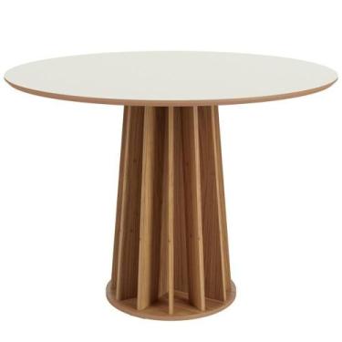 Imagem de Mesa De Jantar Redonda Pés Ripado Orgânico 105cm Ceci D03 Off White Fr