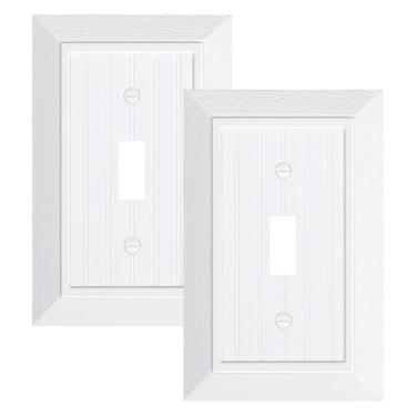 Imagem de Pacote com 2 placas clássicas para interruptores de luz de interruptor único, capas decorativas de policarbonato inquebrável, placa de parede de 1 grupo branco puro