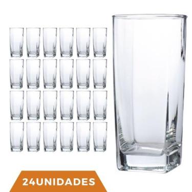 Imagem de Copo Vidro 320ml Quadrado Bali Kit com 24 Transparente Luxo - PRATICAS