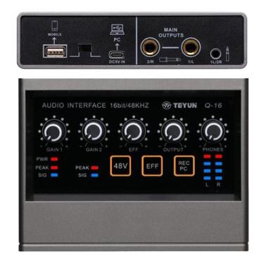 Imagem de Placa De Som Interface de Áudio Profissional Mesa de Som Q-16 USB Mixe