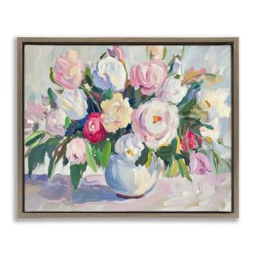 Imagem de Stupell Industries Arte de parede em tela flutuante em preto pastel com buquê colorido abstrato, design por Petal Prints Design, 64 x 78 cm