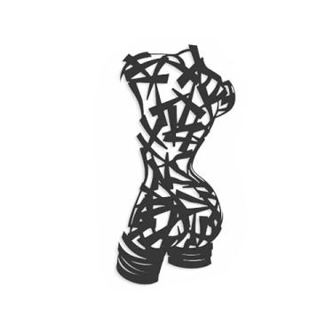 Imagem de KitchKit Arte de parede de metal com padrão de corpo feminino, decoração de parede de metal preto, decoração de parede de metal para sala de estar, placa de parede de metal para banheiro, placa de