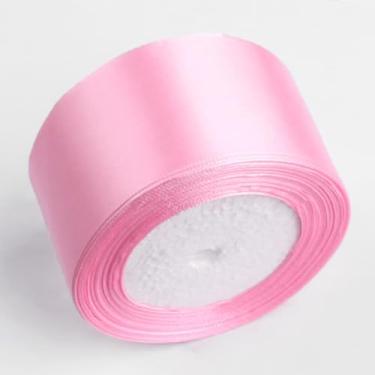 Imagem de Fita de cetim rosa de 5,8 cm x 65 m, fitas de poliéster sólido para artesanato DIY, rosas eternas, buquê floral, embrulho de presente, decoração de casamento