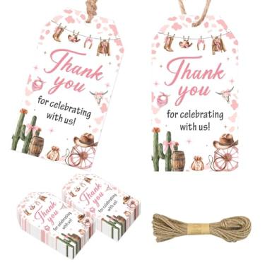 Imagem de Serencatcher Decorações de festa com tema de arco de vaqueira, 50 peças, laço de cowgirl ocidental, etiquetas de presente de agradecimento com cordas, etiquetas de lembrancinhas de festa de