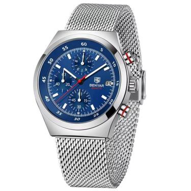 Imagem de Relógio Masculino Quartzo Design Esportivo Com Cronógrafo À Prova Da Água Azul