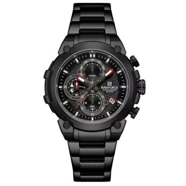 Imagem de Relógio Masculino Quartzo Com Cronógrafo Esportivo Impermeavel Em Aço Inoxidável Preto