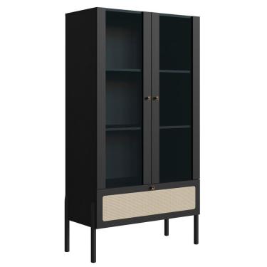 Imagem de Cristaleira 2 Pt Vidro 1 Gvt Pes Madeira 27963 Nero Artesano Nero