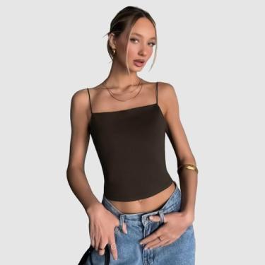 Imagem de Cropped Elegante Feminino Alça Fina Frente Única Lançamento Verão Casu