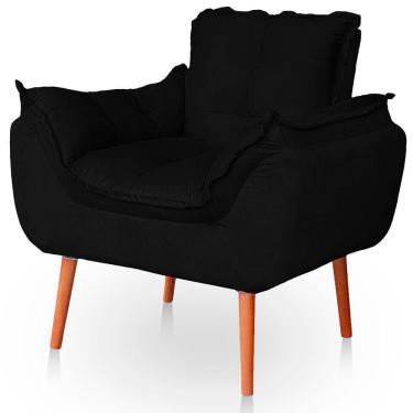 Imagem de Poltrona Opala Para Sala Confortável Resistente Veludo Preto