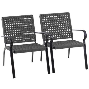 Imagem de 2 Poltrona Alumínio Corda Náutica Porto Rico Trama Original Prata