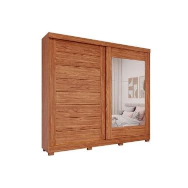 Imagem de Guarda Roupa Casal 2 Portas De Correr (1 C- Espelho) E 8 Gavetas C- Pés Florença Cinamomo - Panan