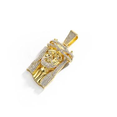 Imagem de YSFTYIYI Colar de corrente cubana hip hop – banhado a ouro 18K e prata esterlina | Mais de 300 cristais de monofone | Pingentes personalizáveis | Conjunto de presente unissex, Large, Liga de aço