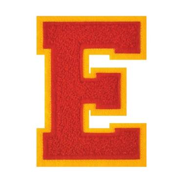 Imagem de 1 PÇ Patch de letra de chenille vermelho de 11,4 cm – Adesivos do alfabeto para roupas, jaquetas, mochilas, chapéus para decoração personalizada, nome personalizado e artesanato. (E)