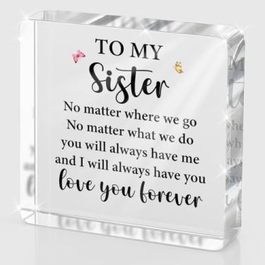 Imagem de Sisters Gifts From Sister Going Away Goodbye Farewell Gifts Long Distance Relationship Sister Christmas Birthday Gifts for Sisters Bestie Friends BFF Home Room Desk Shelf Decor 10 x 10 cm