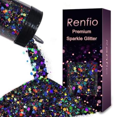 Imagem de Renfio Glitter grosso, resina de 275 g, purpurina metálica, floco de PET misturado, pó fino, purpurina facial para artesanato, resina, globle, copo de neve, festival, pintura de cabelo e corpo de
