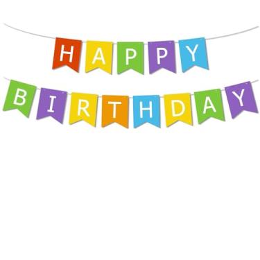 Imagem de Banner colorido de feliz aniversário, arco-íris, aniversário, rabo de andorinha, artigos de festa, banners coloridos de fundo de celebração, decorações de festa para mulheres Kidsner