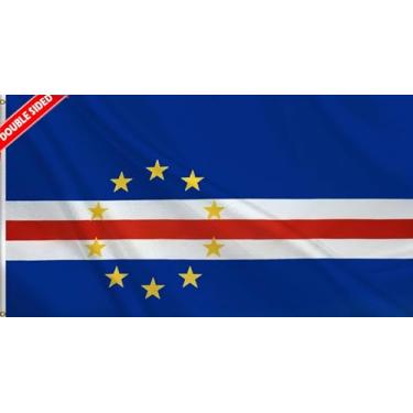 Imagem de HVATLTL Bandeira de barco de Cabo Verde com 3 camadas dupla face, 30 x 45 cm, nylon 220D resistente, cores vivas, bandeiras náuticas da República de Cabo Verde com 2 ilhós de latão para barco