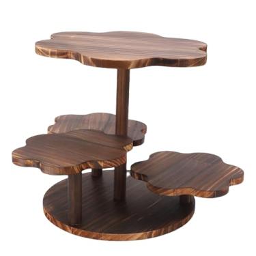 Imagem de Aqur2020 Suporte para Cupcake Em Formato de Flor, Suporte de Torre de Madeira de 4 Camadas para 24 Cupcakes, Combinação de Bandeja de Bolo de Madeira de Pinho Com Camada Superior de 12
