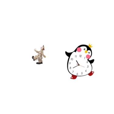 Imagem de Fenteer Estatueta de Pinguim Palhaço, Escultura Colecionável, Ornamento de Mesa, Centro de Mesa, Decoração de Sala de Jantar, Presente, Relógio de Parede de M