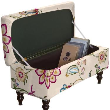 Imagem de GOSTADY Capas otomanas, capa elástica dobrável para móveis, capa retangular para banco com fundo elástico, tecido jacquard macio removível, lavável, grande