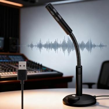 Imagem de Microfone USB para computador, computador portátil Plug and Play, microfone pescoço de ganso, adequado para jogos, reuniões, gravação, podcasts, jogos e chat online