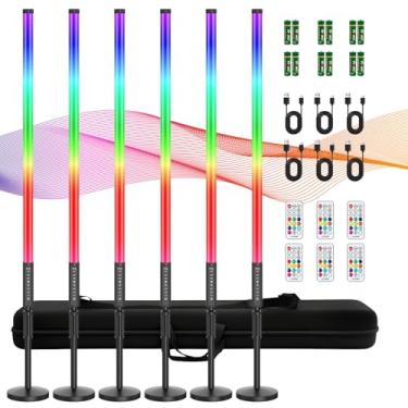 Imagem de Pacote com 6 lâmpadas de tubo RGB de 0,9 m, portátil, 5000 mAh, alimentadas por bateria, com suporte e controle remoto, 500 efeitos de iluminação, barra de luz de palco para DJ, festa, clube, palco