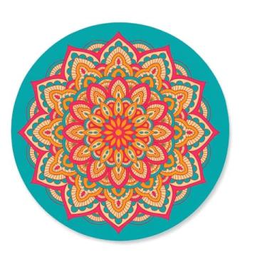 Imagem de Mouse Pad Redondo Mandala – 19cm, Base Antiderrapante, Superfície Lisa e Precisa, Ideal para Escritório, Home Office e Estudos