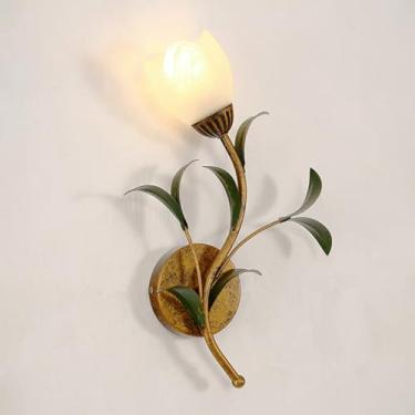 Imagem de Elegante luminária de parede francesa com design floral - estilo vintage minimalista moderno para decoração de sala de estar e quarto (A à esquerda)