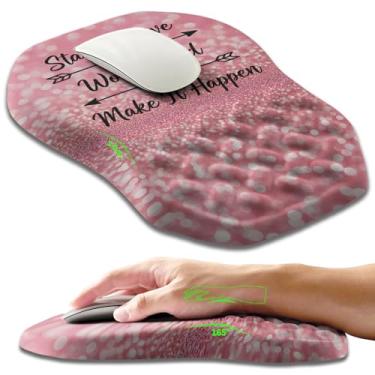 Imagem de Armanza Mouse pad ergonômico inclinado, suporte de pulso, mouse de descanso de pulso para alívio da dor no túnel do carpo com volume de massagem e espuma de memória de recuperação lenta (30 x 20 cm