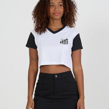 Imagem de Camisa Santos Cropped Dry Feminina Branca-Feminino