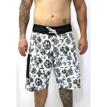 Imagem de Bermuda Água Alkary Surf Praia Flores Desenhos Branca-Masculino