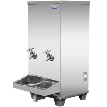 Imagem de Bebedouro De Água 25L 2 Torneiras Bancada Inox Frisbel, Prateado, 110V