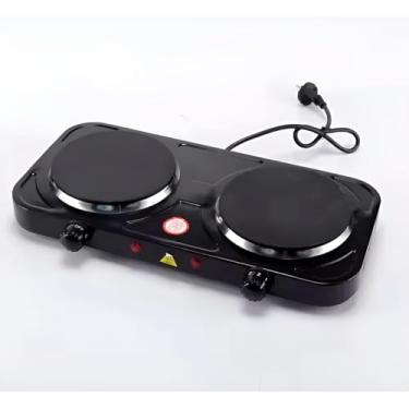 Imagem de Fogão Elétrico Portátil 2 Bocas, Cooktop de Alumínio/ABS, Preto, Bivolt, 2,5kW, 43x21cm, Ignição Automática