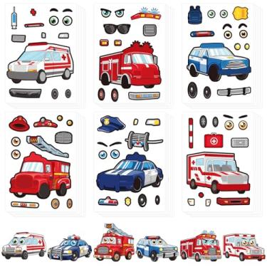 Imagem de Lemicin 36Pcs Make A First Responder Rescue Vehicle Stickers for Kids Create Your Own Police Car Fire Engine Truck Stickers DIY Craft Birthday Party Favor Activity for Boy Stick on Bag Books